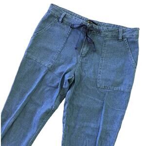 LEE Hickory Stripe Denim Utility Pants  Tapered leg Drawstring  SZ 8
